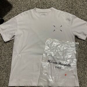 Maison Martin Margiela White Short Sleeve Crewneck T-Shirt with Stitched Detail